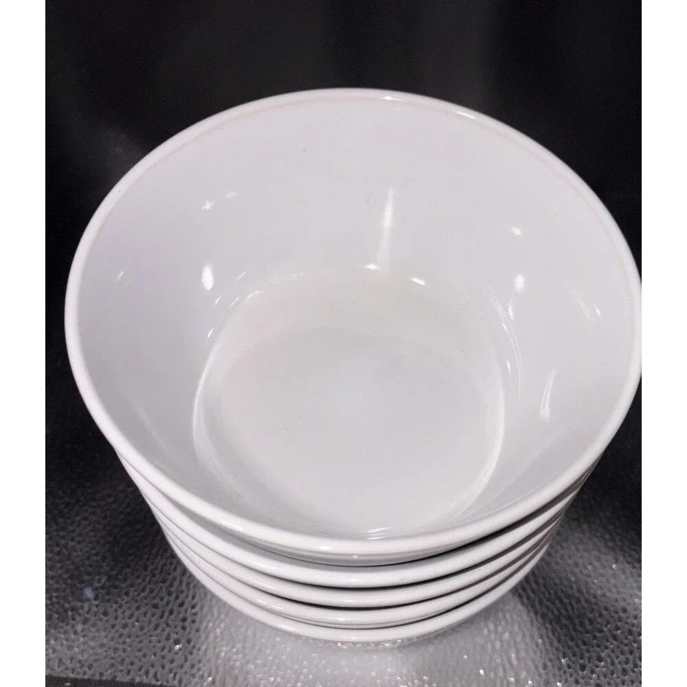 IKEA 365 White Ceramic Soup/Cereal Bowls 6” Diameter (set of 5) No Chips/crack